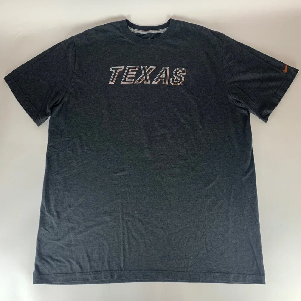 Texas Longhorns NCAA Charcoal Gray Nike Short Sleeve Crewneck Shirt Mens 2XL XXL